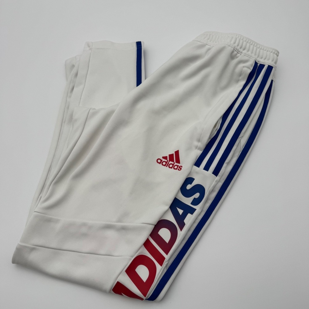 Adidas Aeroready Track Pants Womens Medium White Blue Red Stripes Joggers